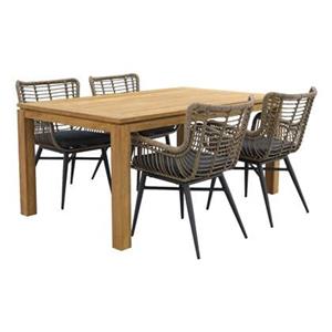 Van der Garde Tuinmeubelen VDG Jasmine natural|Rome brown 170 cm. tuinset - 5-delig