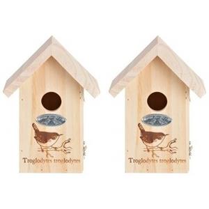Merkloos 2x Vogelhuisjes met vogel silhouet 19,5 x 9,5 cm -
