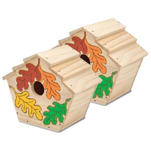 Merkloos 4x stuks decoratie DHZ vogelhuisje met verf -