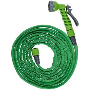 Kinzo Flexibele/uitrekbare tuinslang - 5-10 meter - met sproeikop - tuinbewatering -