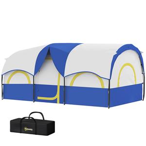 Outsunny Familietent voor Kamperen, 2 Slaapkamers, Centrale Ruimte, Waterdicht, Blauw