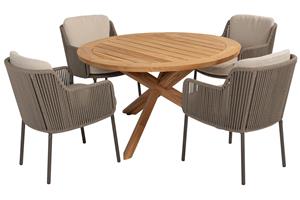 4 Seasons Outdoor Diningset Prado Bernini 5-delig Ø130 cm