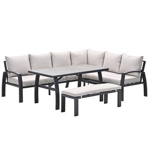 Garden Impressions Loungeset Vasano Rechts Desert Sand 4-delig inclusief tafel en sportbank