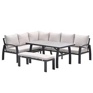 Garden Impressions Loungeset Vasano Links Desert Grey 4-delig inclusief tafel en sportbank