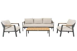 Relax Sofaset Milaan Antraciet Teak 4-delig