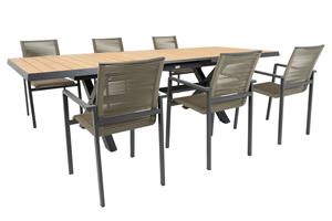 Relax Diningset Orlando Alvaro 7-delig 205/265 x 100 cm