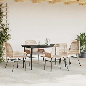vidaXL 5-delige Tuinset met kussens poly rattan glas bruin
