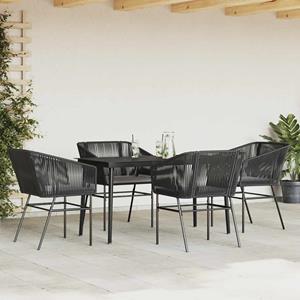 vidaXL 5-delige Tuinset met kussens poly rattan glas zwart