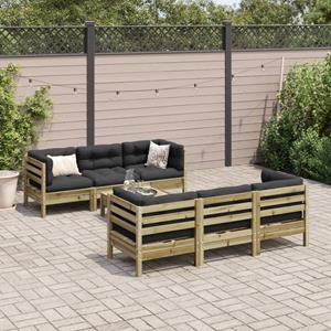 vidaXL 7-delige Loungeset met kussens geïmpregneerd grenenhout