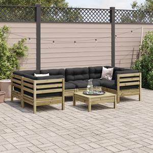 vidaXL 7-delige Loungeset met kussens geïmpregneerd grenenhout