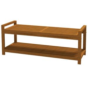 Outsunny tuinbank voor 2 personen, met opbergplank, duurzaam acaciahout, weerbestendig, 118 x 40,5 x 46 cm, teak | Aosom.nl