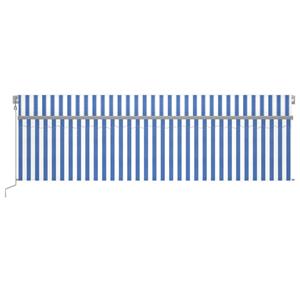 vidaXL Luifel automatisch uittrekbaar met rolgordijn 5x3m blauw en wit