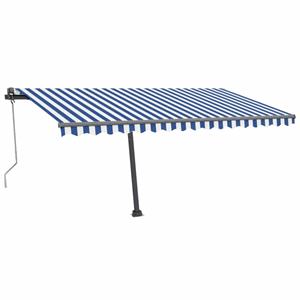 vidaXL Luifel vrijstaand automatisch 450x300 cm blauw en wit