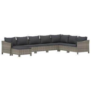 vidaXL 8-delige Loungeset met kussens poly rattan grijs