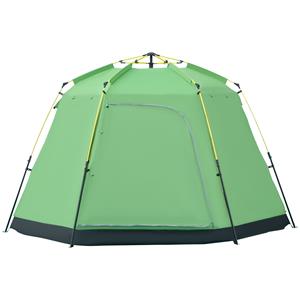 Outsunny 6 persoons tent, ruime familietent, eenvoudig op te zetten, waterdicht PU2000mm, ideaal voor trekking en festivals, groen | Aosom.nl