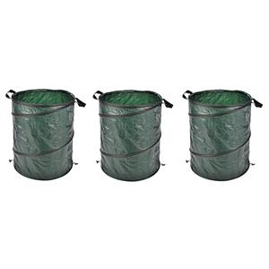 HI 3x stuks pop-up tuinafvalzak - groen - 130 liter - afval - opruimen - vuilnis - tuinafval -