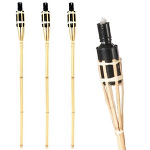 Esschert Design Bamboe tuinfakkel - 3x - 90 cm - Tuin decoratie/tuinverlichting - Oliefakkels navulbaar -