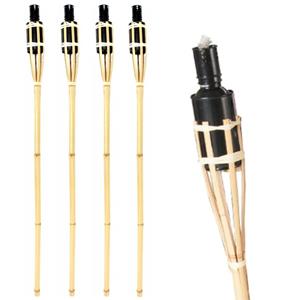 Esschert Design Bamboe tuinfakkel - 4x - 90 cm - Tuin decoratie/tuinverlichting - Oliefakkels navulbaar -