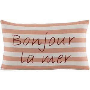 Leen Bakker Sierkusssen Bonjour - zalmroze/off-white - 30x50 cm