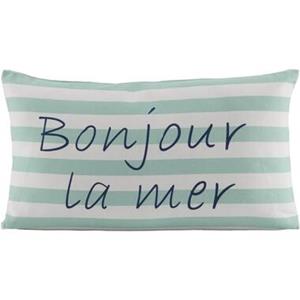 Leen Bakker Sierkusssen Bonjour - mintgroen/off-white - 30x50 cm