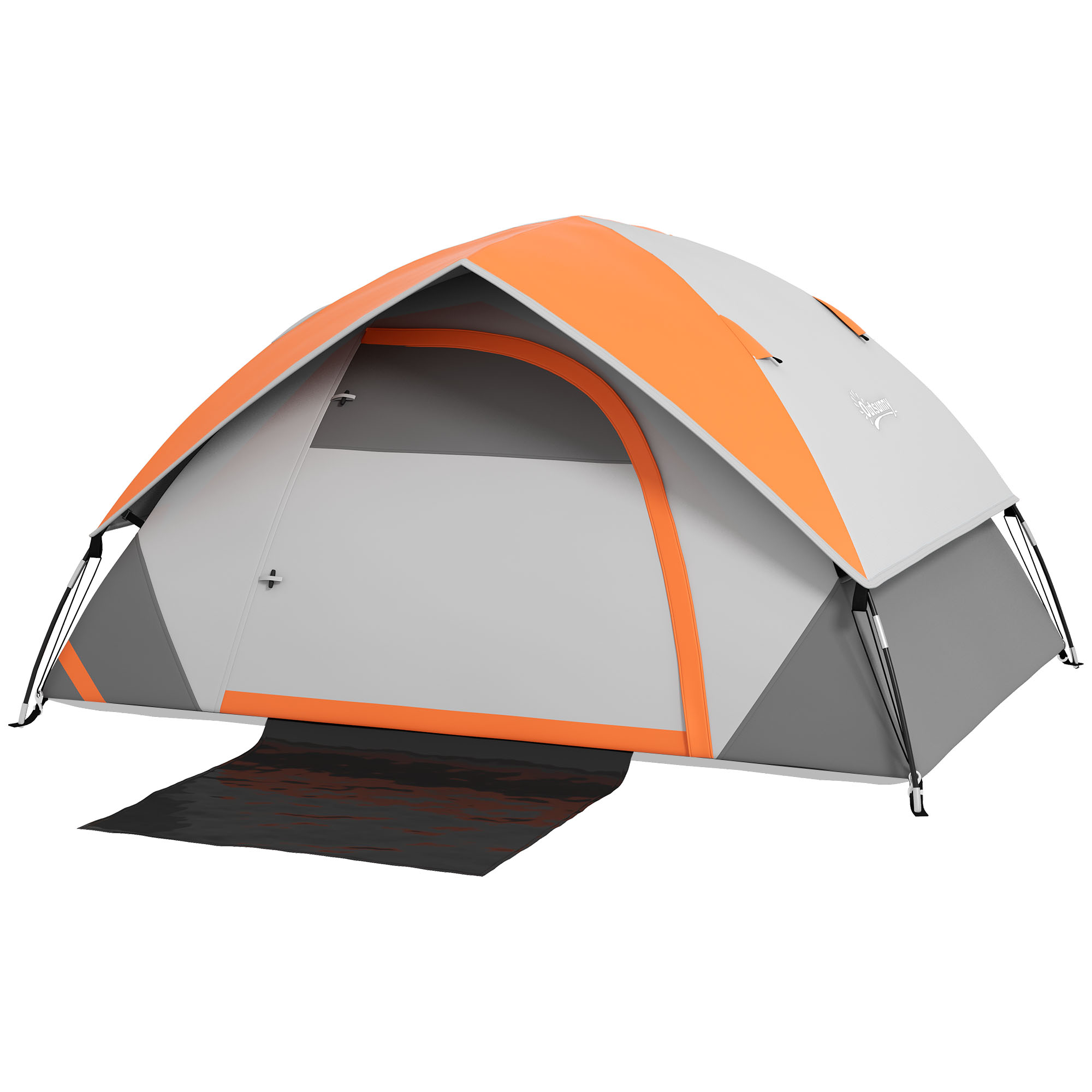 Outsunny Koepeltent voor 2 personen licht, stabiel, waterdicht familietent met deur & raam draagtas Grijs+Roestrood