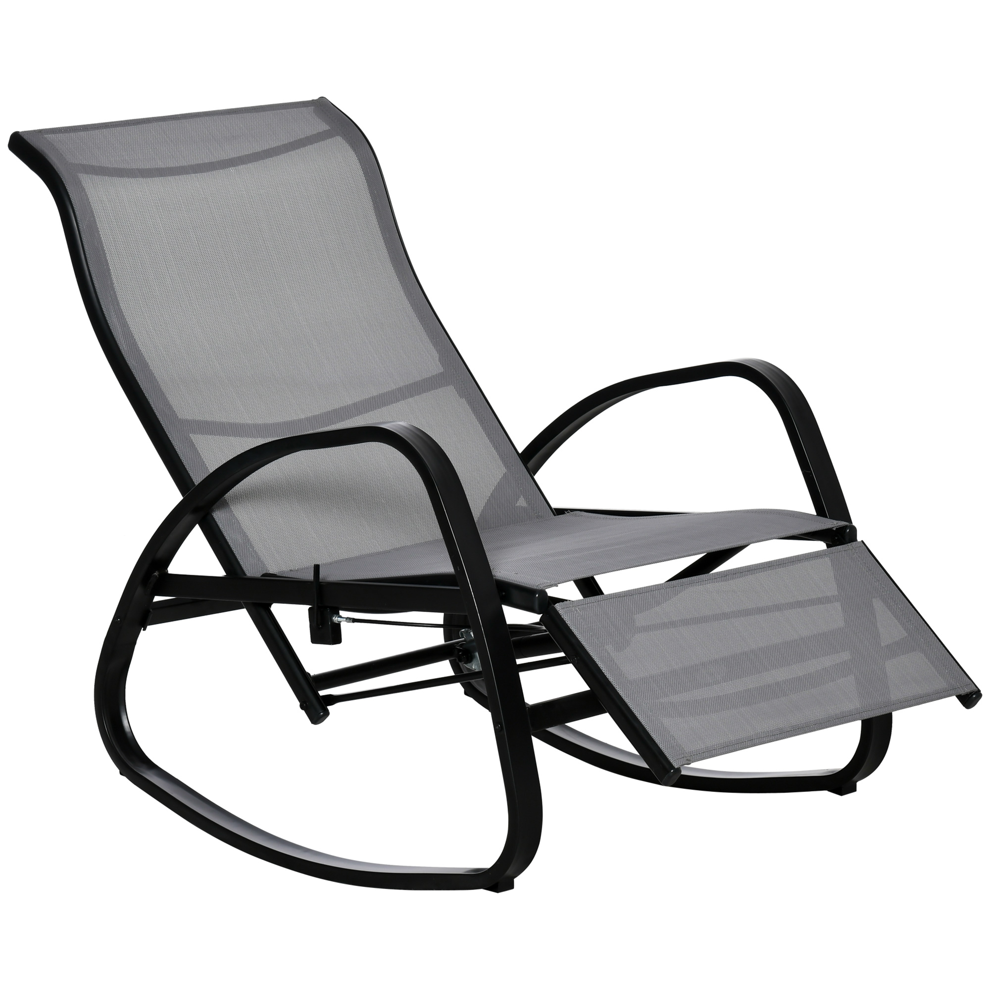 Outsunny schommelstoel, duurzaam gegalvaniseerd metaal, weerbestendig, comfortabel ontwerp, 90 x 64 x 96,5 cm, perfect voor buiten, zwart | Aosom.nl