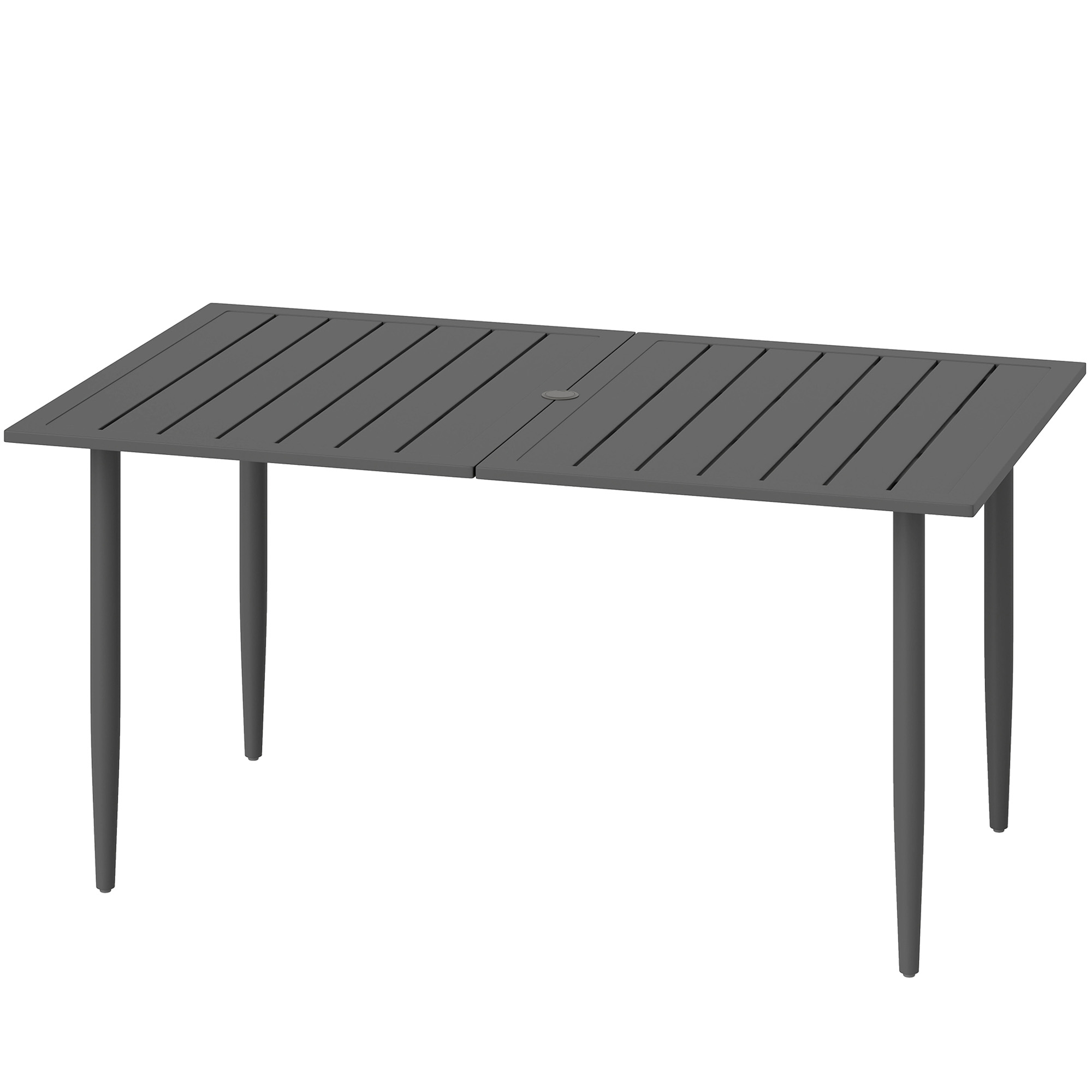 Outsunny Weerbestendige Stalen Balkontafel 150x90cm met Parasolgat, Zwart