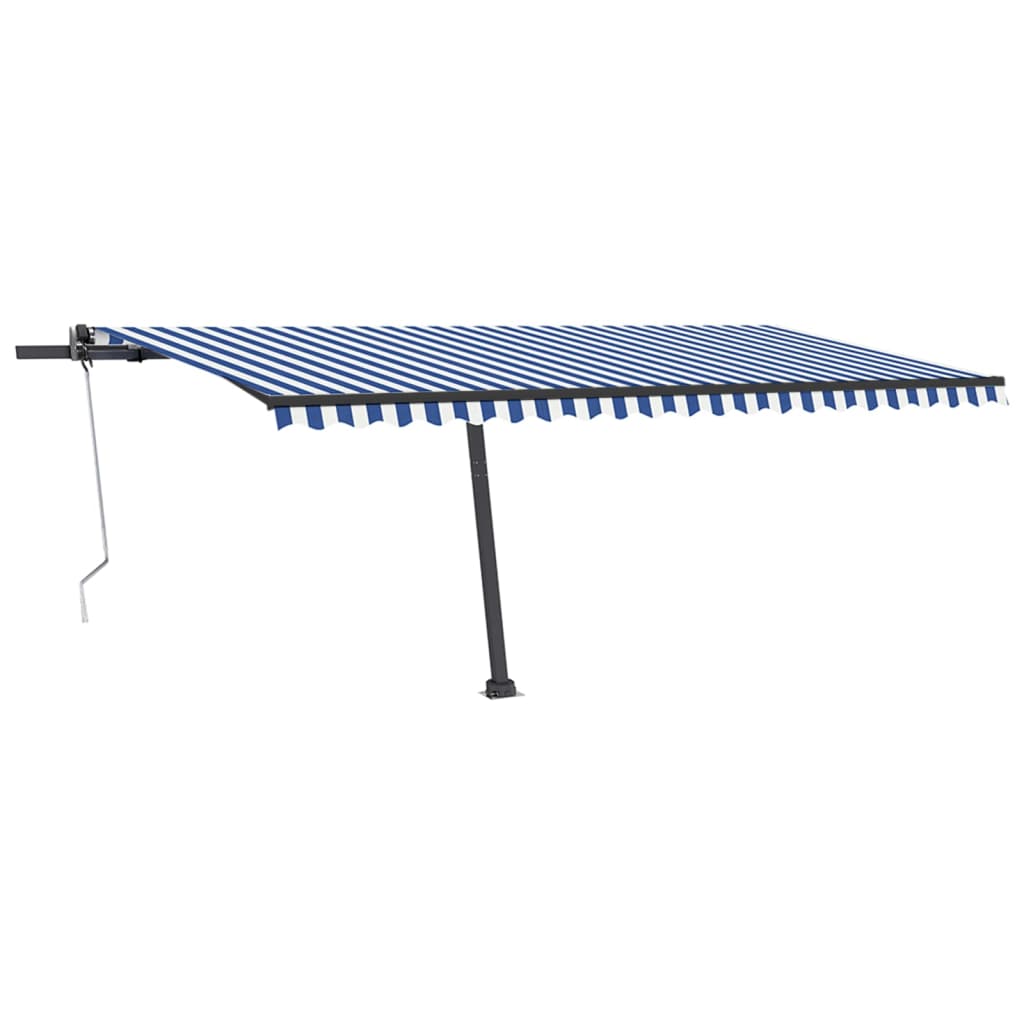 vidaXL Luifel vrijstaand automatisch 500x350 cm blauw en wit