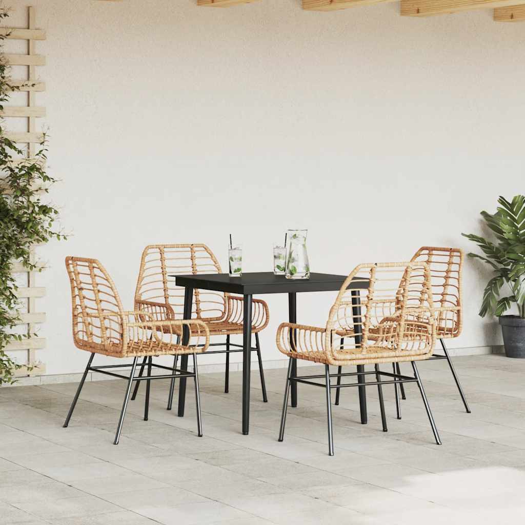 vidaXL 5-delige Tuinset poly rattan glas bruin