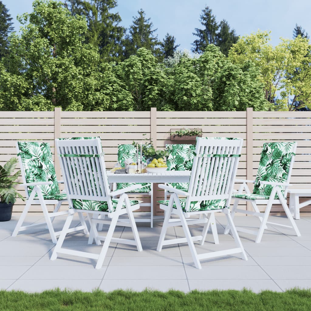 VidaXL Stoelkussens 6 st hoge rug bladpatroon stof
