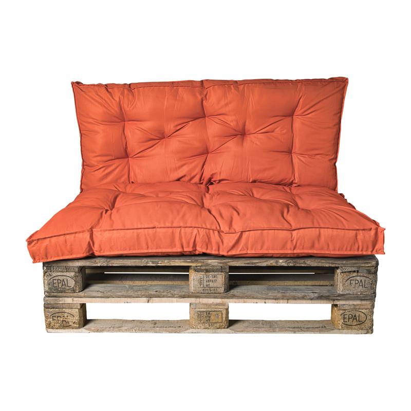 Xenos Palletkussens 120x80 cm - oranje - set van 2