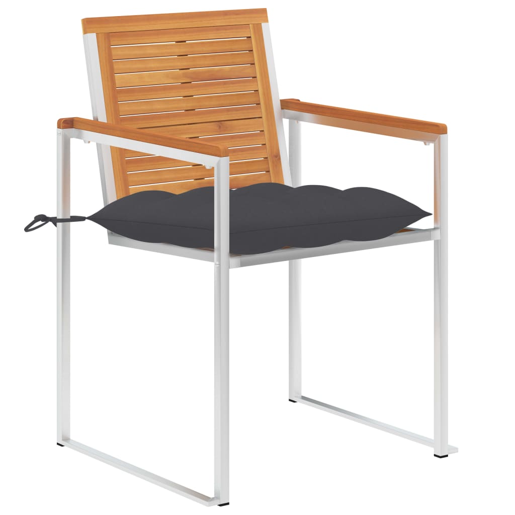 vidaXL Tuinstoelen 2 st met kussens massief acaciahout en staal
