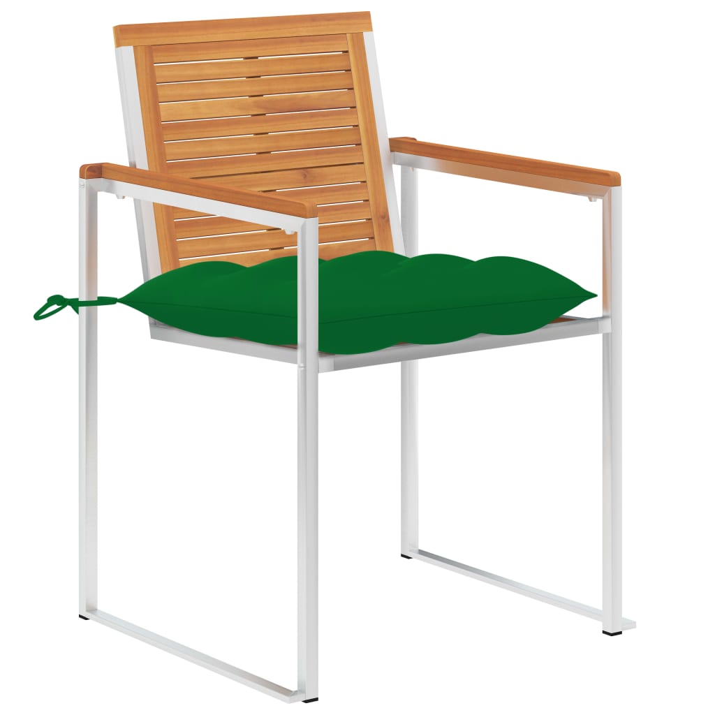 vidaXL Tuinstoelen 2 st met kussens massief acaciahout en staal