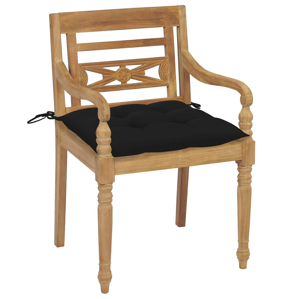 vidaXL Stoelen Batavia 4 st met kussens massief teakhout
