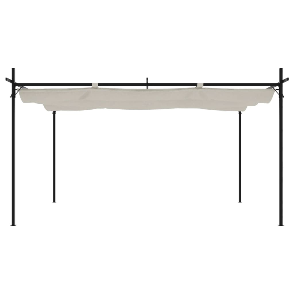 vidaXL Pergola met uitschuifbaar dak 395x292x230 crèmekleurig