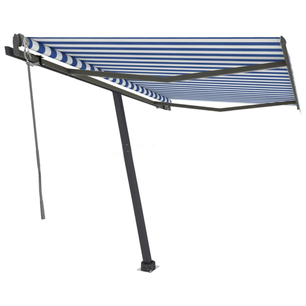 vidaXL Luifel vrijstaand automatisch 350x250 cm blauw en wit