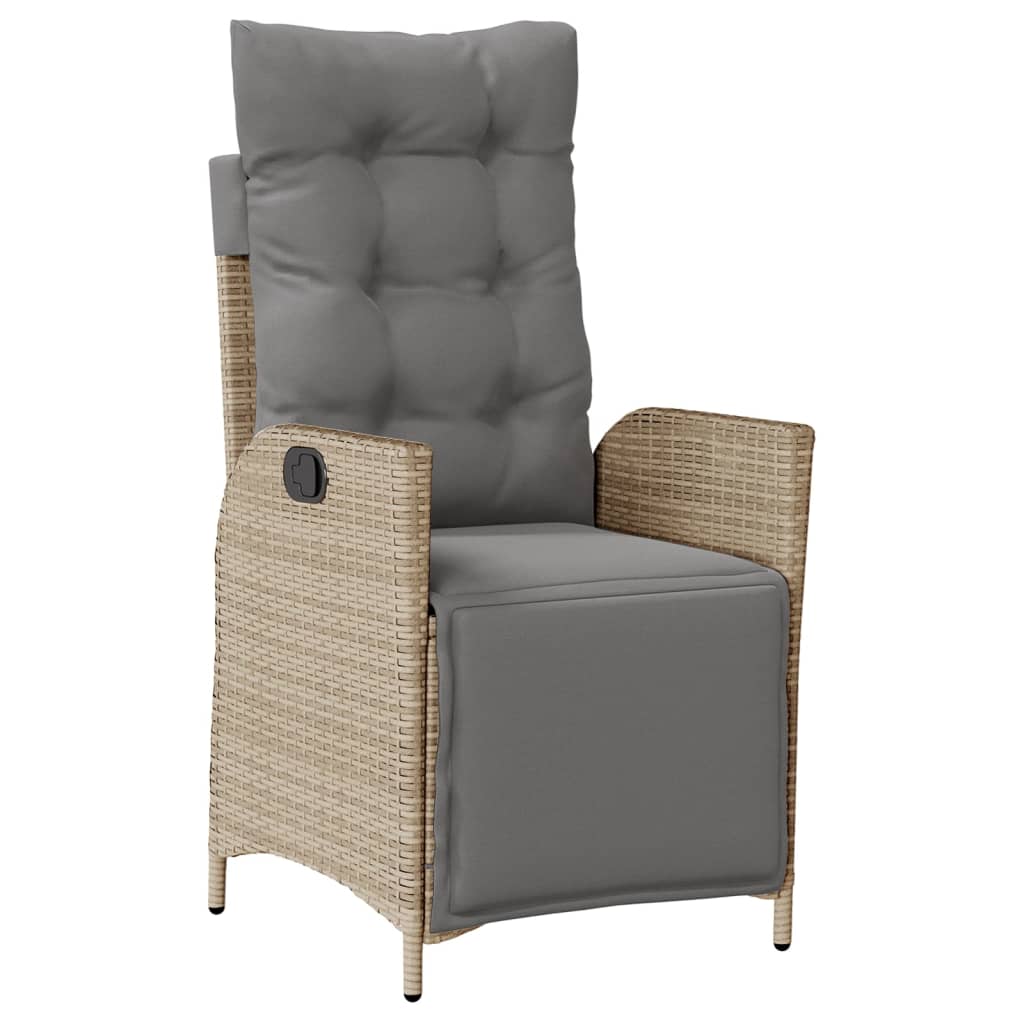 vidaXL 3-delige Tuinset met kussens poly rattan beige