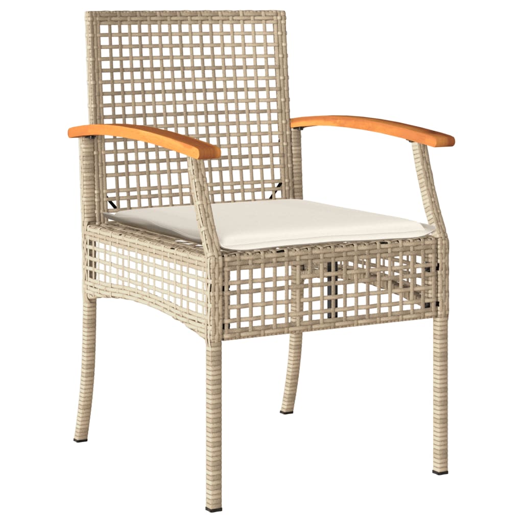 vidaXL 7-delige Tuinset met kussens poly rattan beige