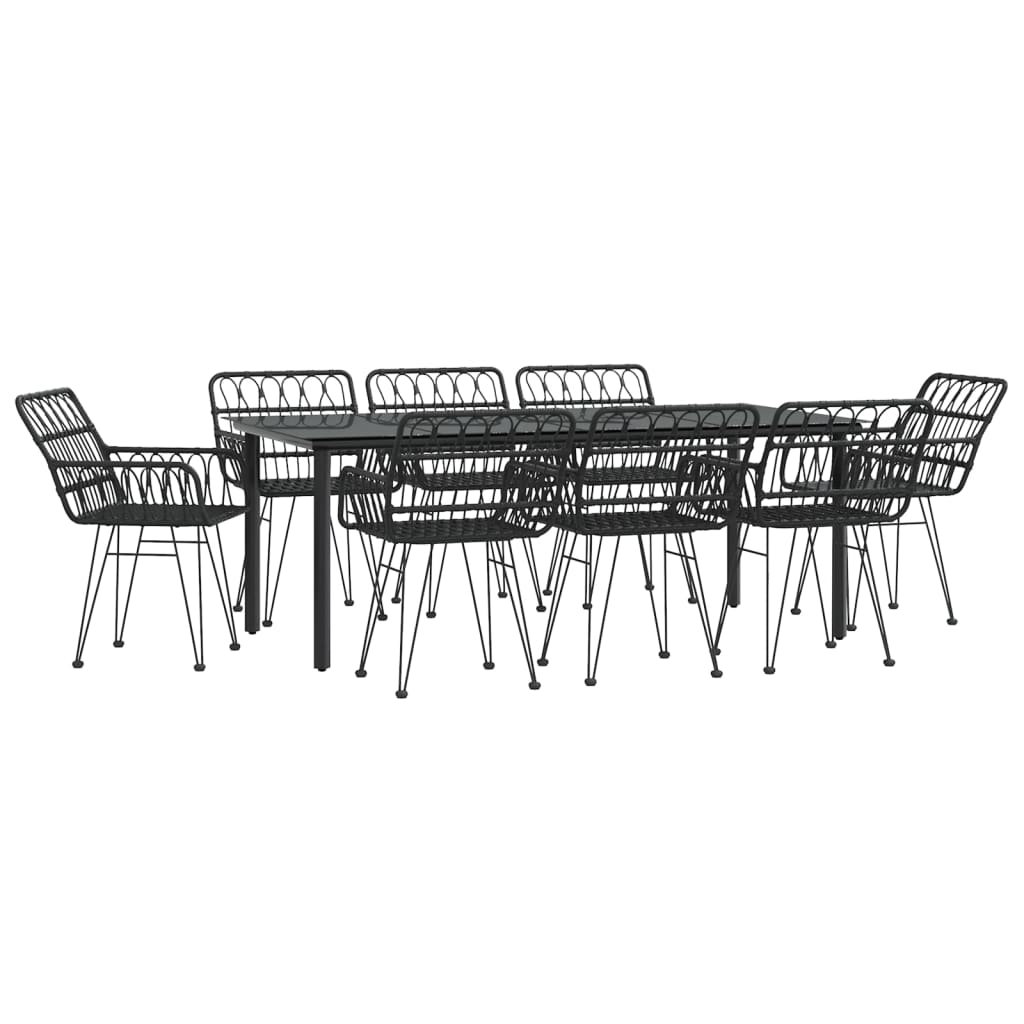 vidaXL 9-delige Tuinset poly rattan zwart