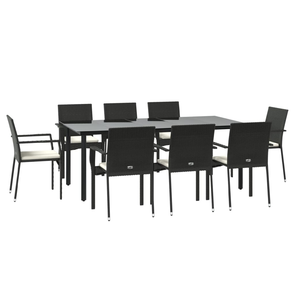 vidaXL 9-delige Tuinset poly rattan zwart