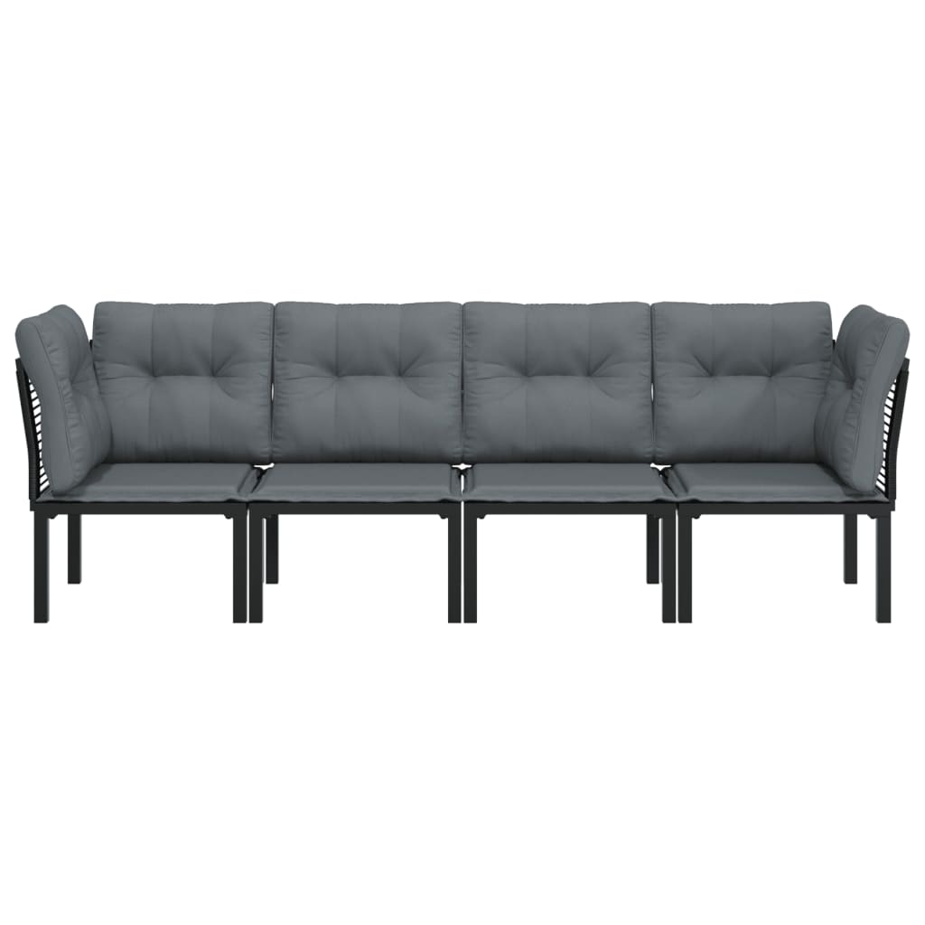 vidaXL 4-delige Loungeset poly rattan zwart en grijs