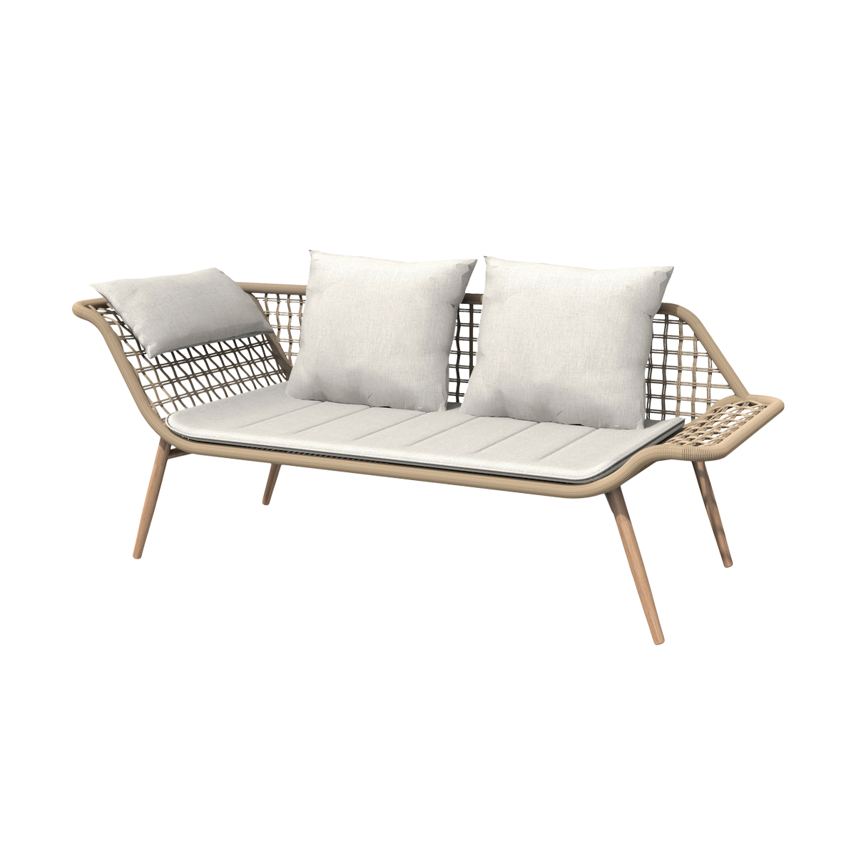 Lisomme Eliana rotan tuinbank naturel - met beige zitkussens