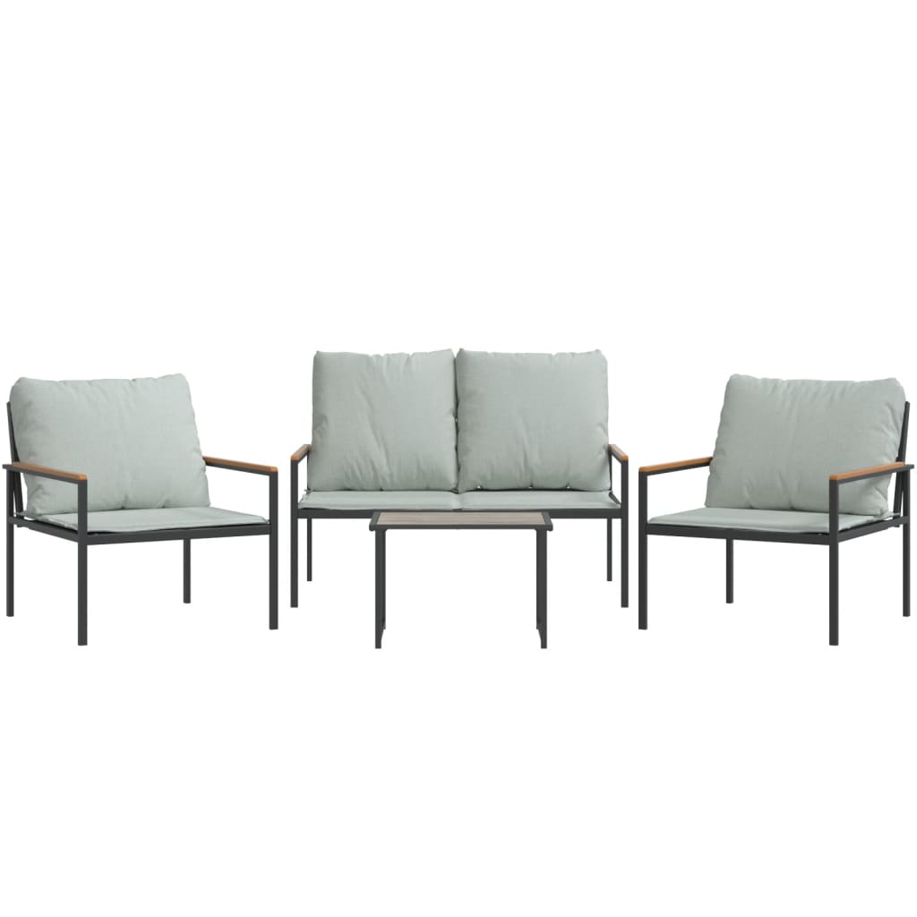 vidaXL 4-delige Loungeset met kussens staal antracietkleurig