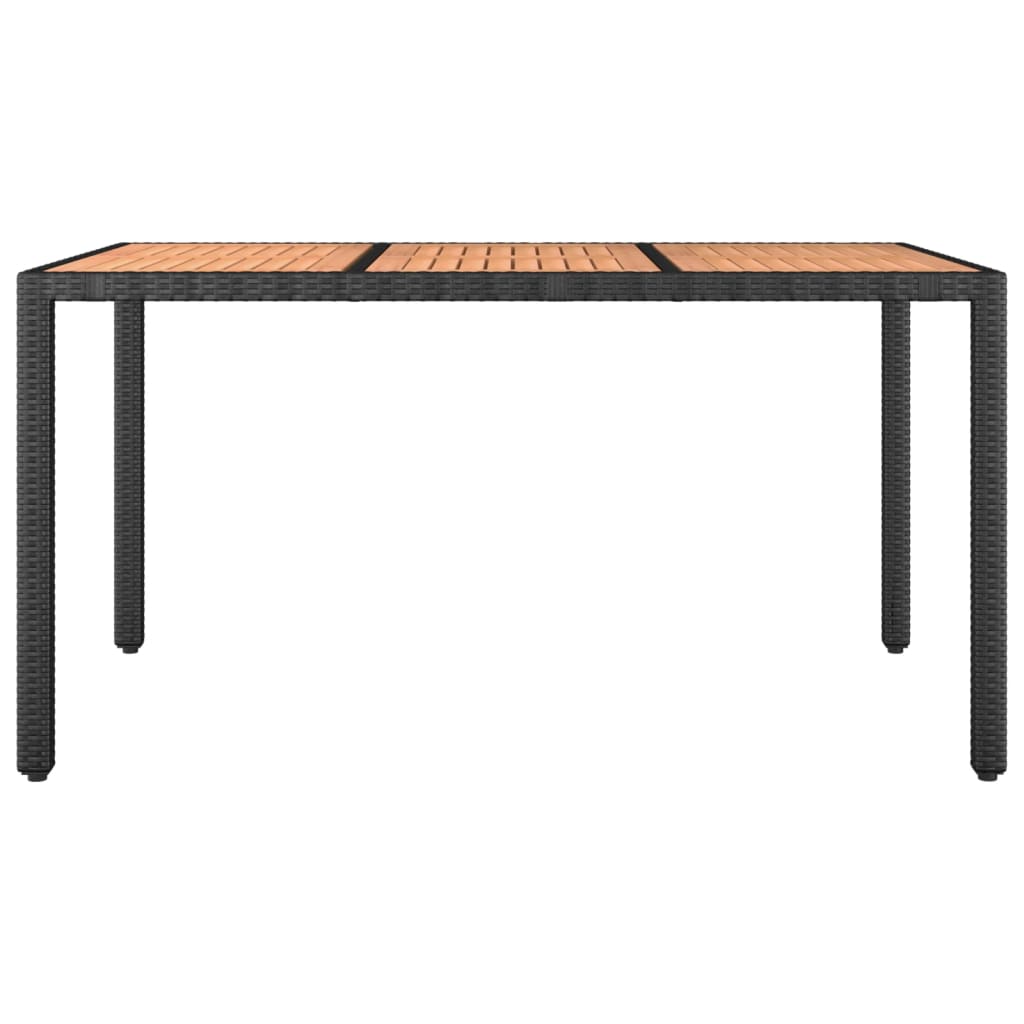 vidaXL Tuintafel met houten blad poly ratten en acaciahout zwart