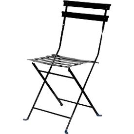 Outdoor klapstoel meet van Paperflow EDEN, zonder armleuningen, UV-behandeld, B 380 x D 335 x H 440 mm, gegalvaniseerd staal, zwart-zwart, 2 stuks