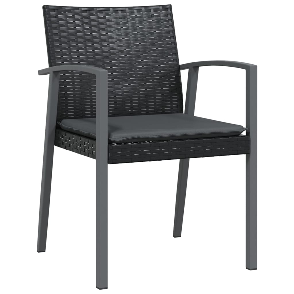 vidaXL Tuinstoelen 6 st met kussens 56,5x57x83 cm poly rattan zwart
