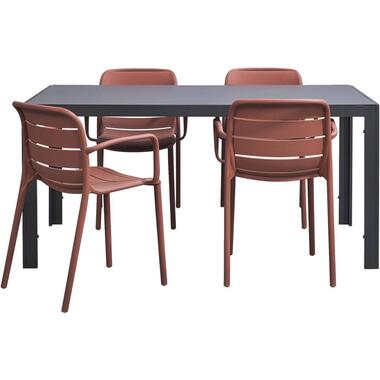Leen Bakker Tuinset Savoie Nice - terracotta - 5-delig - 160 cm