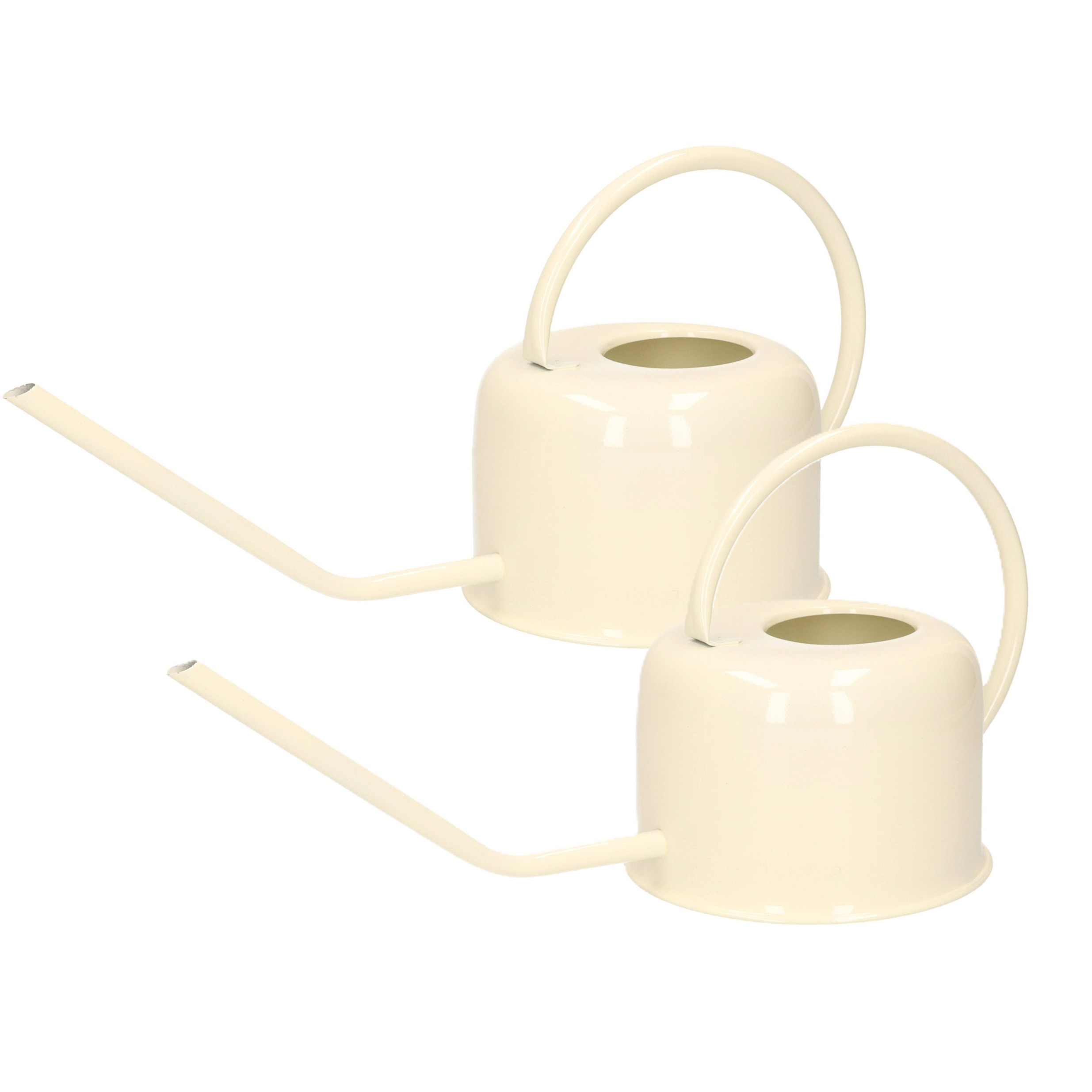 Merkloos RVS metalen Plantengieter - wit - 1100 ml - Gieters voor binnen gebruik -