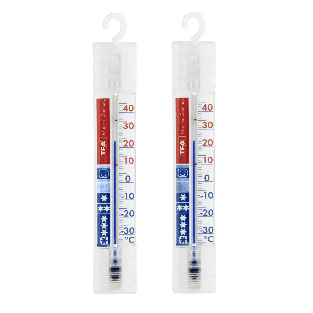 TFA Dostmann Koelkast en vriezerthermometer - set van 2x - wit - kunststof - analoog -