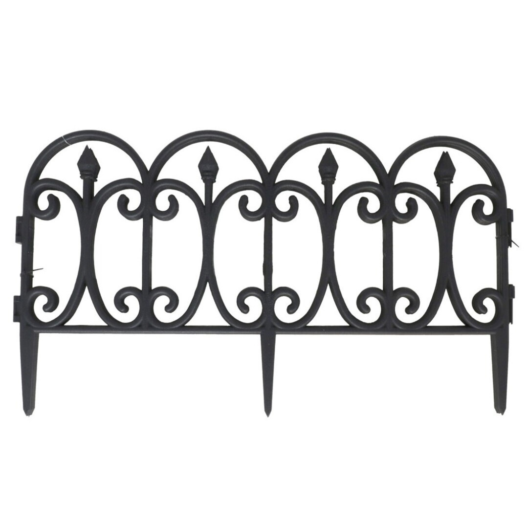 Gerimport Tuinhekjes - 4x stuks - kunststof - 230 cm - zwart -